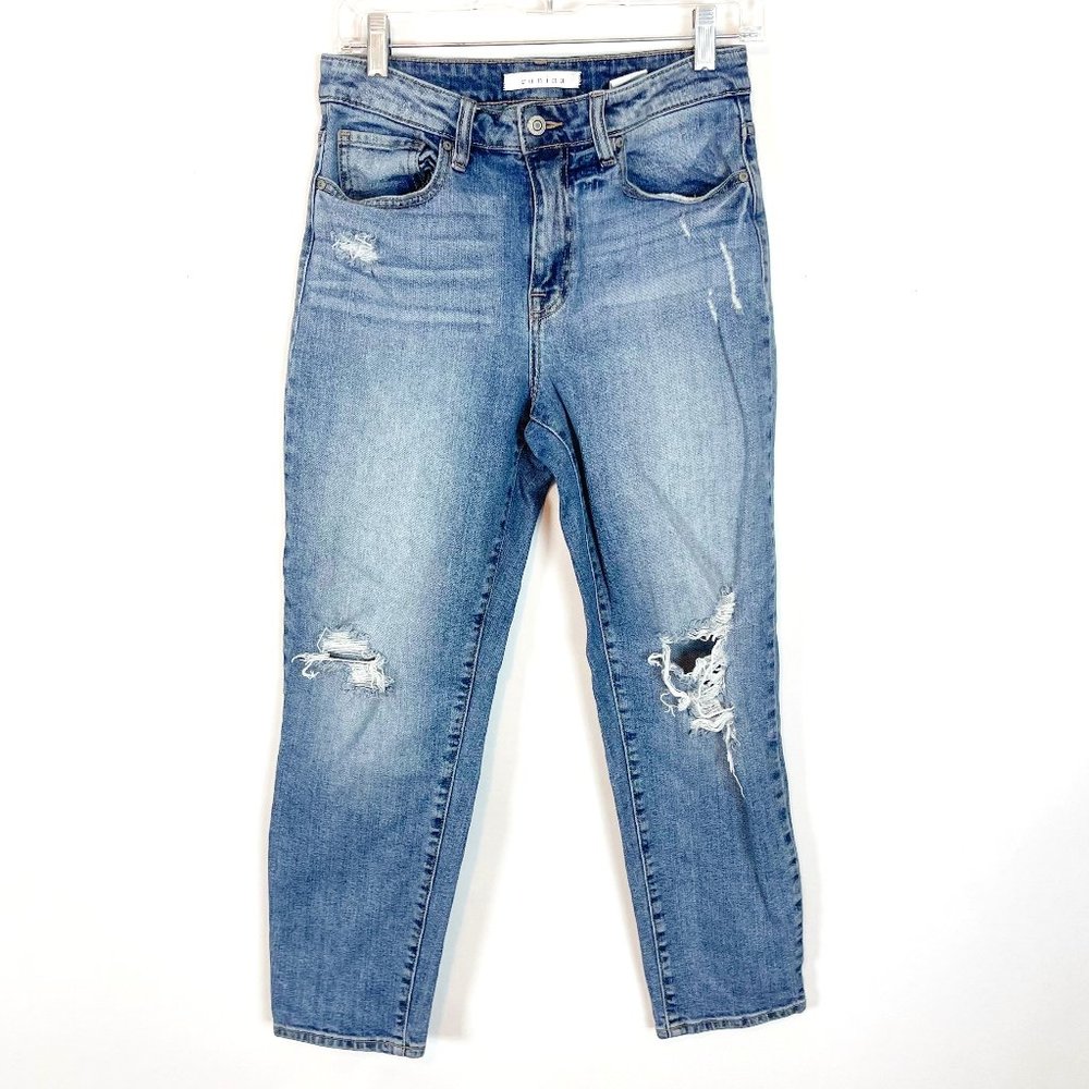 Eunina High Rise Relaxed Crop Women's Blue Denim Cotton Jeans Size 7